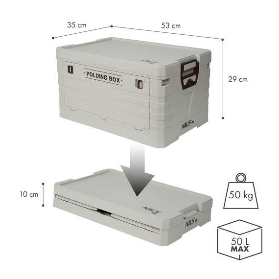 NILS CAMP skrzynia turystyczna kempingowa przechowywania 50L NCB4004 szare, Kolor: szary, Rozmiar: 50l, 14 zdjęcie