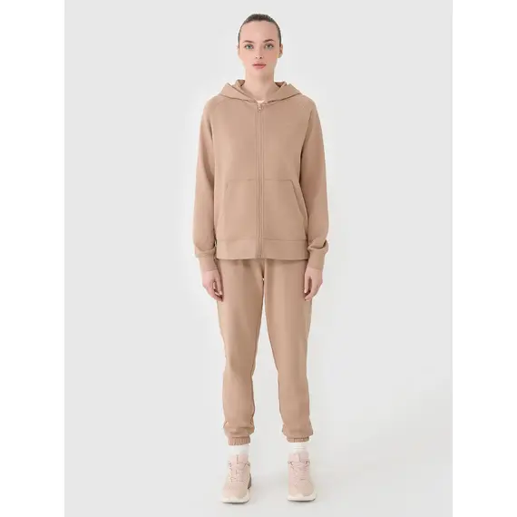 4F bluza dresowa damska z kapturem bawełniana 4FWSS25TSWSF1620 beżowa, Kolor: beżowy, Rozmiar: S, 7 zdjęcie