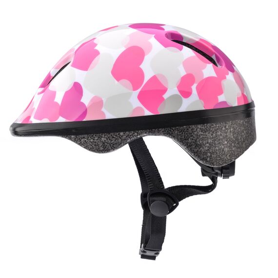 Meteor Kask rowerowy dziecięcy KS06 Pink hearts, Kolor: różowo-szary, Rozmiar: 44-48