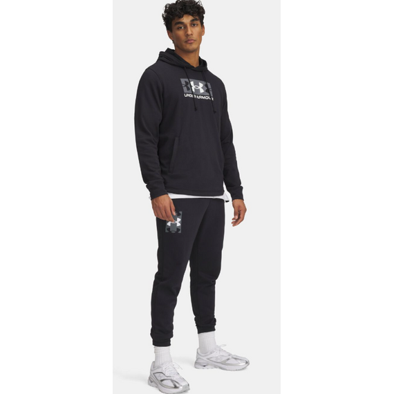 UNDER ARMOUR spodnie dresowe męskie joggery UA Rival Terry Logo czarne, Kolor: czarny, Rozmiar: L