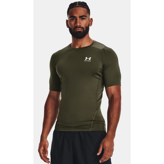 UNDER ARMOUR t-shirt męski koszulka treningowa UA HG Armour Comp SS zielony, Kolor: zielony, Rozmiar: S