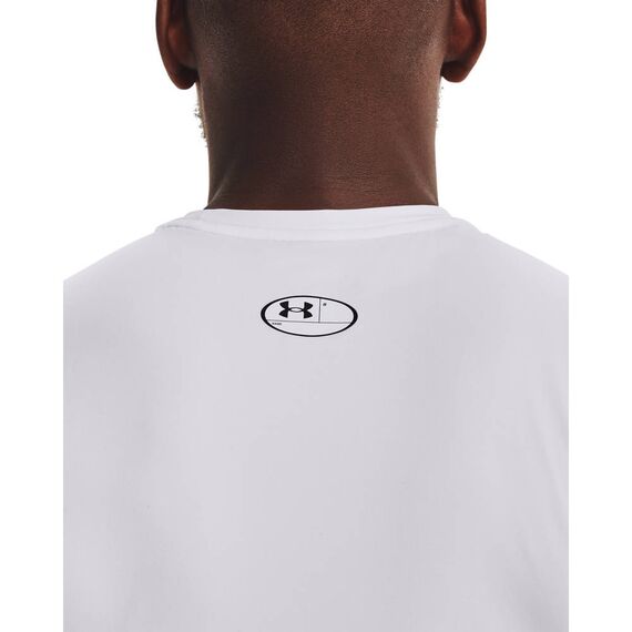 UNDER ARMOUR koszulka na siłowinię męska UA HG Comp SS biała, Kolor: biały, Rozmiar: XXL, 4 zdjęcie