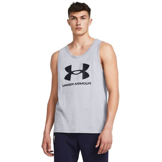 UNDER ARMOUR koszulka bezrękawnik męskie na siłownie LOGO TANK, Kolor: szary, Rozmiar: XXL