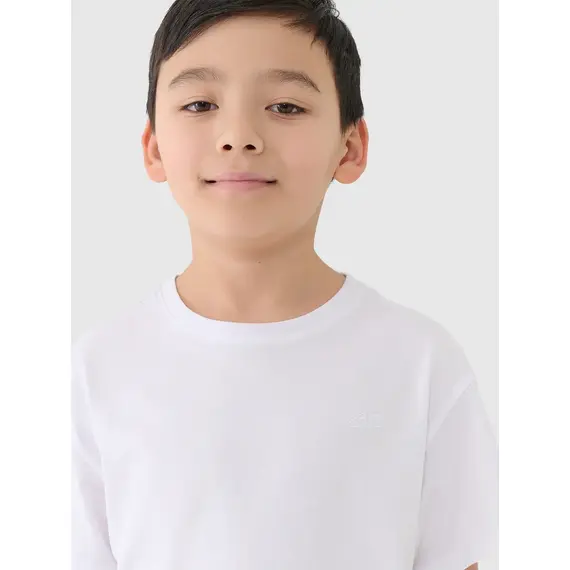 4F koszulka bawełniana t-shirt dla chłopca 4FJWMM00TTSHM2330 biała, Kolor: biały, Rozmiar: 122, 4 zdjęcie
