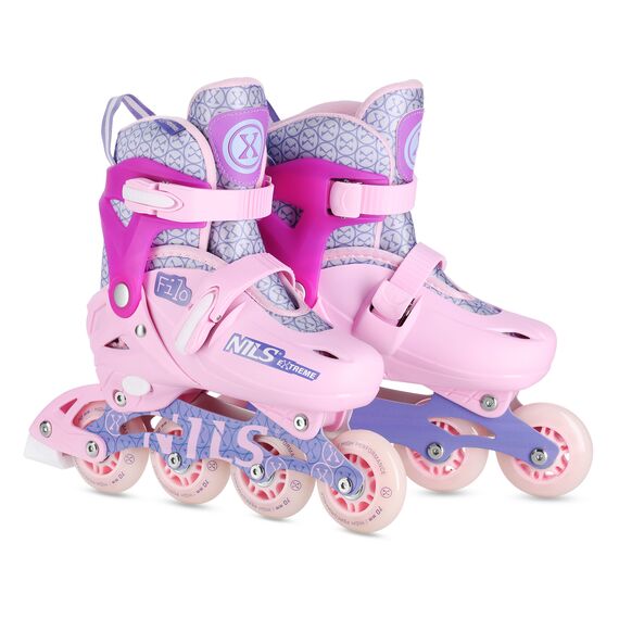 NILS EXTREME rolki z regulacją rozmiaru dla dzieci kauczukowe NA13102, Kolor: różowy, Rozmiar: 30-33, 2 zdjęcie