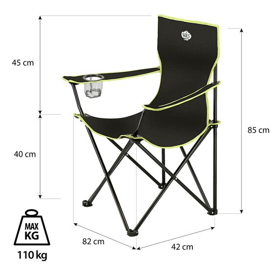 NILS CAMP krzesło turystyczne wędkarskie składane z oparciem NC3044, Kolor: czarny, Waga: 0,5, 2 zdjęcie