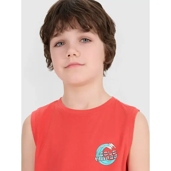 4F koszulka dziecięca bezrękawnik dla chłopca 4FJWSS25TSLEM162 czerwona, Kolor: czerwony, Rozmiar: 134, 3 zdjęcie