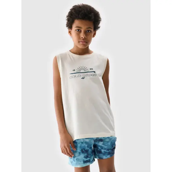 4F koszulka dziecięca bezrękawnik dla chłopca 4FJWSS25TSLEM163 biała, Kolor: biały, Rozmiar: 122