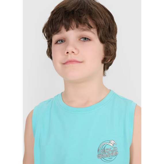 4F koszulka dziecięca bez rękawków dla chłopca 4FJWSS25TSLEM162 miętowa, Kolor: niebieski, Rozmiar: 164, 4 zdjęcie