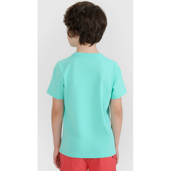 4F t-shirt bawełniana koszulka chłopięca 4FJWSS25TTSHM1917 miętowa, Kolor: niebieski, Rozmiar: 158, 4 zdjęcie
