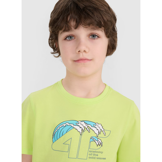 4F t-shirt bawełniany koszulka chłopięca 4FJWSS25TTSHM1917 miętowy, Kolor: zielony, Rozmiar: 146, 5 zdjęcie