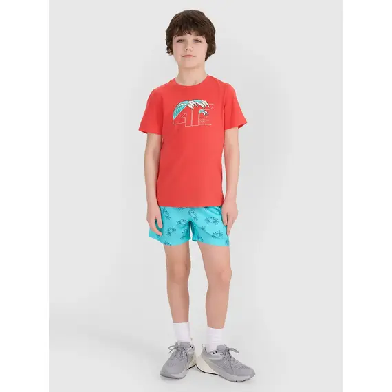 4F t-shirt bawełniana koszulka chłopięca 4FJWSS25TTSHM1917 Czerwona, Kolor: czerwony, Rozmiar: 140, 3 zdjęcie