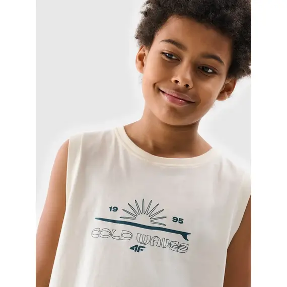 4F koszulka dziecięca bezrękawnik dla chłopca 4FJWSS25TSLEM163 biała, Kolor: biały, Rozmiar: 140, 3 zdjęcie