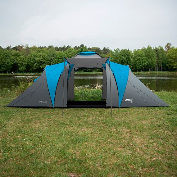 NILS CAMP namiot turystyczny z przedsionkiem rodzinny NC6031 HIGHLAND, Kolor: szary, 4 zdjęcie
