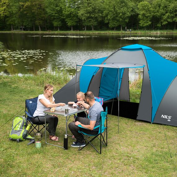 NILS CAMP namiot turystyczny z przedsionkiem rodzinny NC6031 HIGHLAND, Kolor: szary, 2 zdjęcie