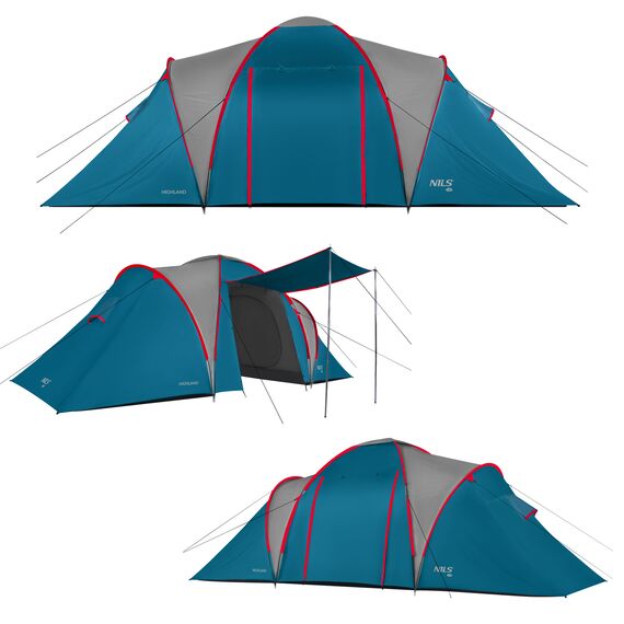 NILS CAMP namiot turystyczny z przedsionkiem rodzinny NC6031 HIGHLAND, Kolor: granatowy
