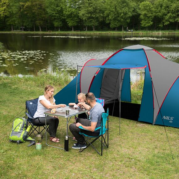 NILS CAMP namiot turystyczny z przedsionkiem rodzinny NC6031 HIGHLAND, Kolor: granatowy, 2 zdjęcie