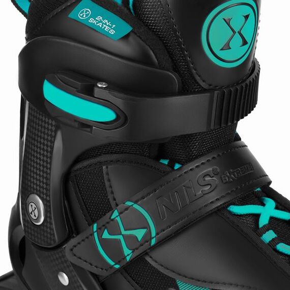 NILS EXTREME łyżworolki 2w1 rolki regulowane z kaczukowymi kołami NH382 czarne, Kolor: czarny, Rozmiar: 28-31, 6 zdjęcie