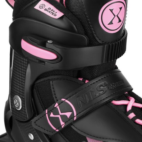 NILS łyżworolki 2w1 rolki damskie do nauki jazdy NH382 czarno-różowe, Kolor: różowy, Rozmiar: 28-31, 6 zdjęcie