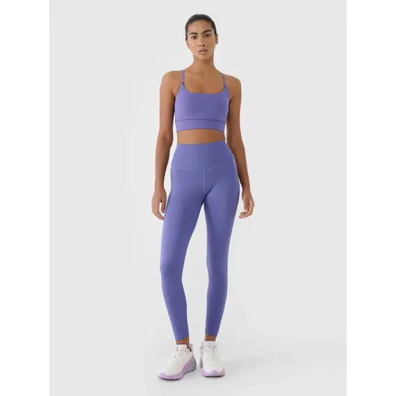 4F legginsy sportowe damskie z wysokim stanem 4FRSS25TFTIF306 fioletowe, Kolor: fioletowy, Rozmiar: L