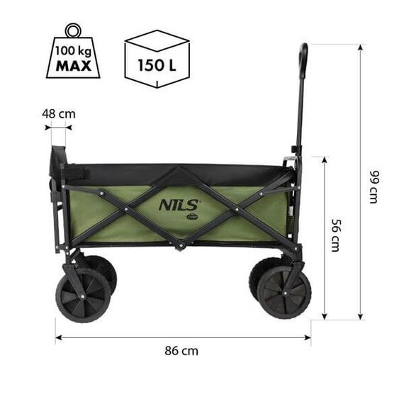 NILS CAMP wózek transportowy turystyczny 150L NC2602 zielony, 7 zdjęcie