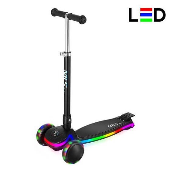 NILS EXTREME hulajnoga trójkołowa świecąca LED HLB1306 czarna