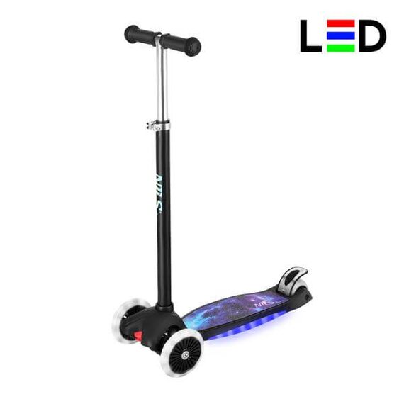 NILS EXTREME hulajnoga trójkołowa świecąca LED HLB1310 czarny, Kolor: czarny, Rozmiar: one size