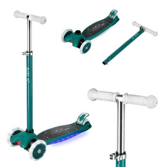 NILS EXTREME hulajnoga trójkołowa świecąca LED HLB1310 zielona, Kolor: zielony, Rozmiar: one size, 2 zdjęcie