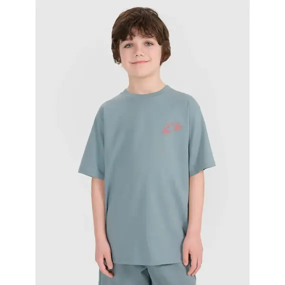 4F t-shirt bawełniany koszulka chłopięca 4FJWSS25TTSHM1914 zielona, Kolor: zielony, Rozmiar: 158