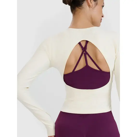 4F koszulka z długim rękawem longsleeve do ćwiczeń 4FWSS25TFLOF403 biała, Kolor: biały, Rozmiar: XS/S, 6 zdjęcie