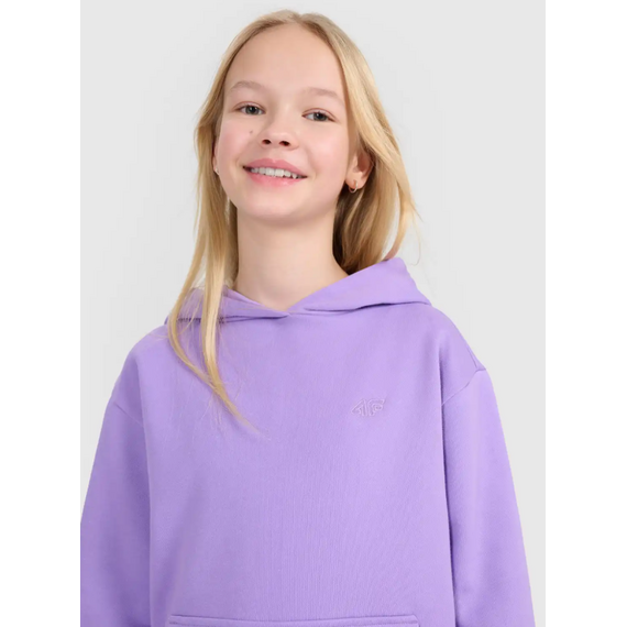 4F bluza bawełniana dziecięca z kapturem 4FJWSS25TSWSF1854 fioletowa, Kolor: fioletowy, Rozmiar: 122, 2 zdjęcie