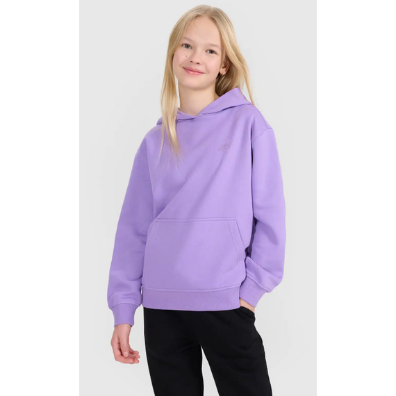 4F bluza bawełniana dziecięca z kapturem 4FJWSS25TSWSF1854 fioletowa, Kolor: fioletowy, Rozmiar: 134