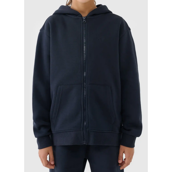 4F bluza bawełniana dziewczęca z kapturem 4FJWMM00TSWSF1861 granatowa, Kolor: granatowy, Rozmiar: 122