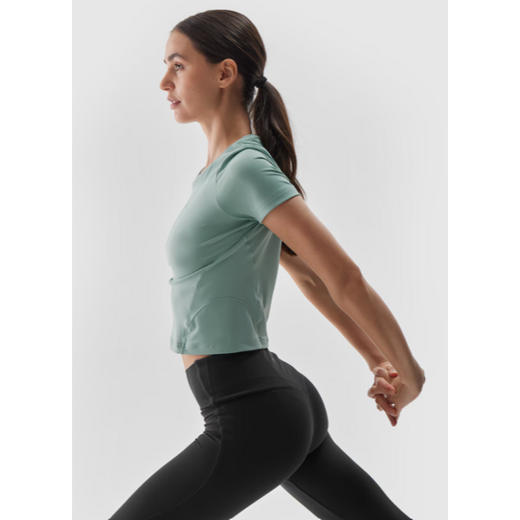 4F koszulka treningowa damska t-shirt 4FWAW24TFTSF1064 zielona, Kolor: zielony, Rozmiar: S, 4 zdjęcie 4F koszulka treningowa damska t-shirt 4FWAW24TFTSF1064 zielona, Kolor: zielony, Rozmiar: S, 4 zdjęcie