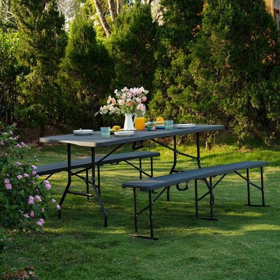 NC3404 SKŁADANA ŁAWKA OGRODOWA 183 CM ANTRACYT NILS CAMP, 3 zdjęcie