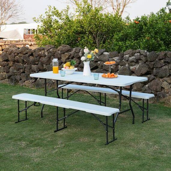 NC3404 SKŁADANA ŁAWKA OGRODOWA 183 CM BIAŁA NILS CAMP, 7 zdjęcie