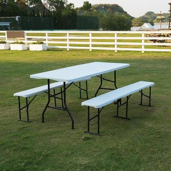 NC3404 SKŁADANA ŁAWKA OGRODOWA 183 CM BIAŁA NILS CAMP, 9 zdjęcie