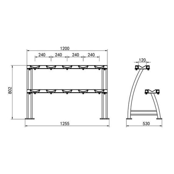 STR38 STOJAK NA HANTLE DWUPOZIOMOWY COMMERCIAL HMS, 4 zdjęcie
