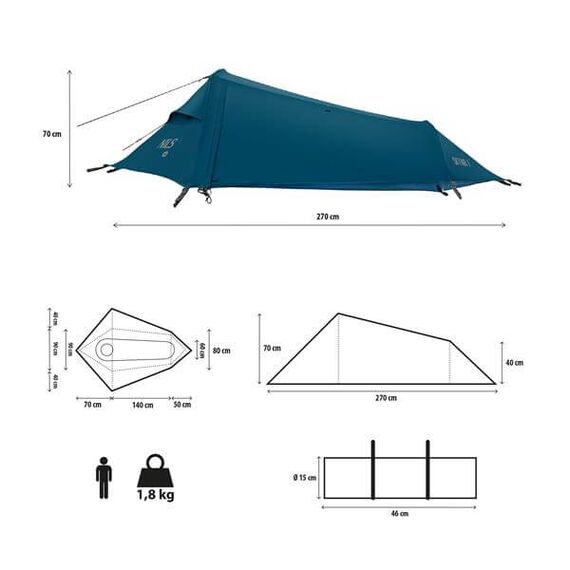 NILS CAMP namiot turystyczny biwakowy Ultra Light Skyair 1 niebieski, Kolor: niebieski, Rozmiar: one size, 2 zdjęcie