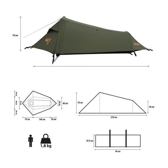 NILS CAMP namiot turystyczny biwakowy Ultra Light Skyair 1 zielony, Kolor: zielony, Rozmiar: one size, 2 zdjęcie