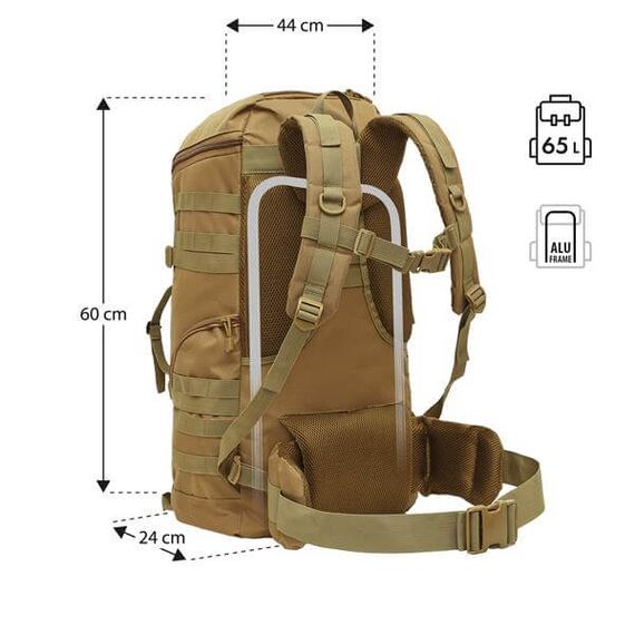 NILS CAMP plecak taktyczny 65L Maverick NC3903 brązowy, Kolor: brązowy, Rozmiar: one size, 4 zdjęcie