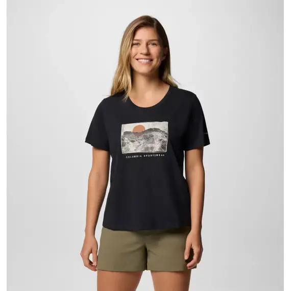 Columbia T-shirt damski Ruby Springs Graphic Scoop Neck SS Black, Wanderlust, Rozmiar: XS