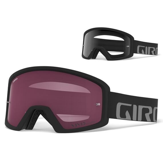 Gogle GIRO BLOK MTB czarny szary (Szyba Czerwona Lustrzana VIVID-Carl Zeiss TRAIL + Szyba Przeźroczysta 99% S0)