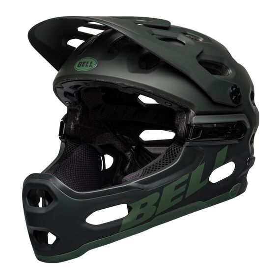 Kask full face BELL SUPER 3R MIPS matte green, Kolor: ciemnozielony, Rozmiar: S (52–56 cm)
