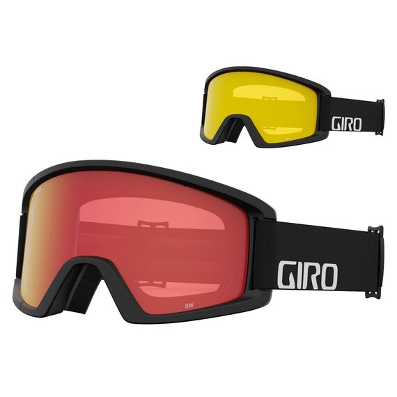 Gogle zimowe GIRO SEMI czarny WORDMARK (Szyba lustrzana kolorowa AMBER SCARLET 19-42% S2 + Szyba kolorowa żółty 84% S0)