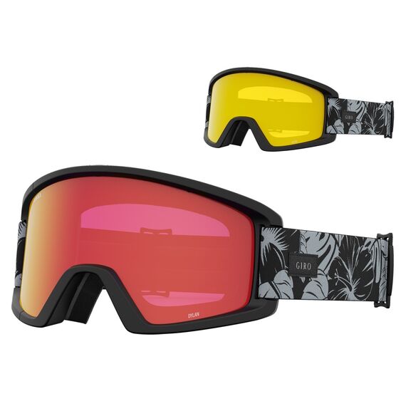 Gogle zimowe GIRO DYLAN czarny & szary BOTANICAL LX (Szyba lustrzana kolorowa AMBER SCARLET 19-42% S2 + Szyba kolorowa żółty 84% S0)
