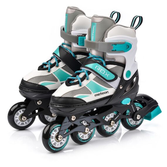 METEOR rolki dziecięce z kauczukowymi kołami dla początkujących ROX, Kolor: zielony, Rozmiar: 38-41