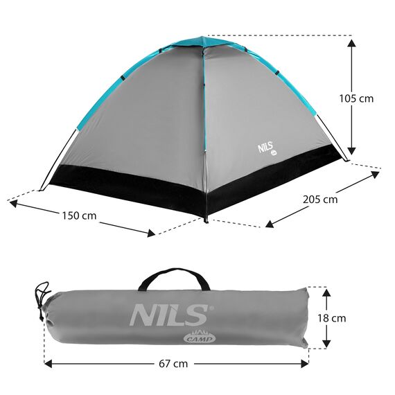 NILS CAMP namiot turystyczny 2 osobowy NC3021 szary, Kolor: szary, 6 zdjęcie