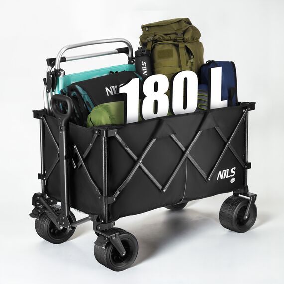 NILS CAMP wózek transportowy turystyczny 180L NC2604 czarny, 11 zdjęcie