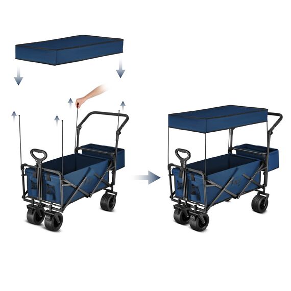 NILS CAMP wózek transportowy turystyczny 120L NC2605 granatowy, 2 zdjęcie